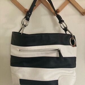 Black and White Striped Women's Bag